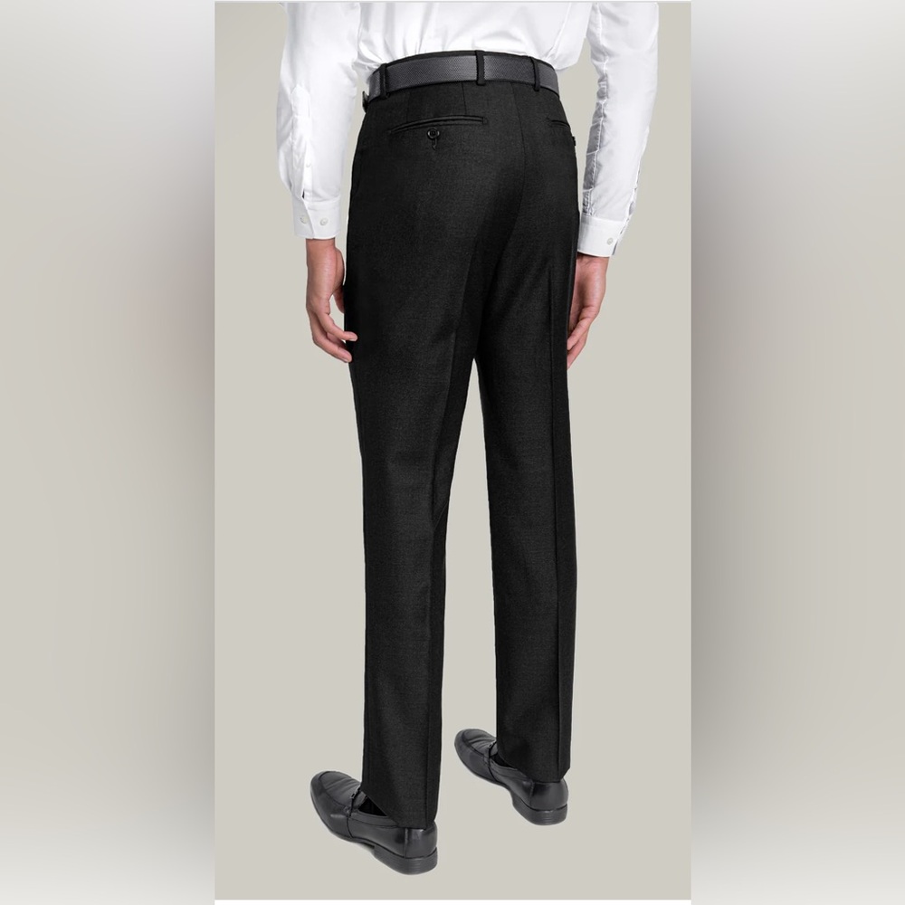 Santorelli luxury serge Wool Roma Flat Front Trouser Black Italy Size 34 - Picture 2 of 12